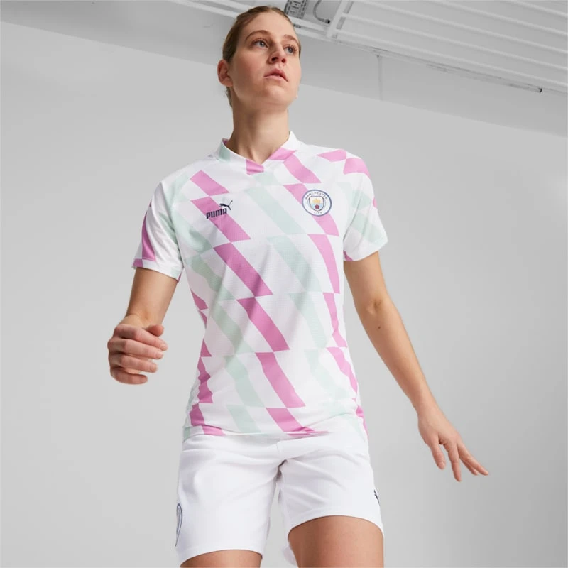 Manchester City 2023 Puma Prematch Jersey - Puma White / Mist Green / Mauve Pop