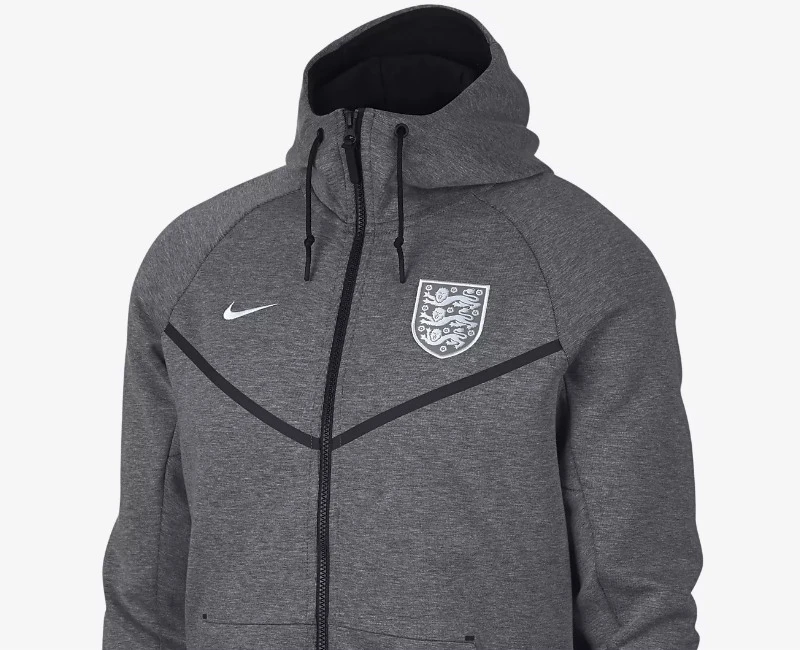Nike England Tech Fleece Windrunner Jacket - Carbon Heather / Black / White