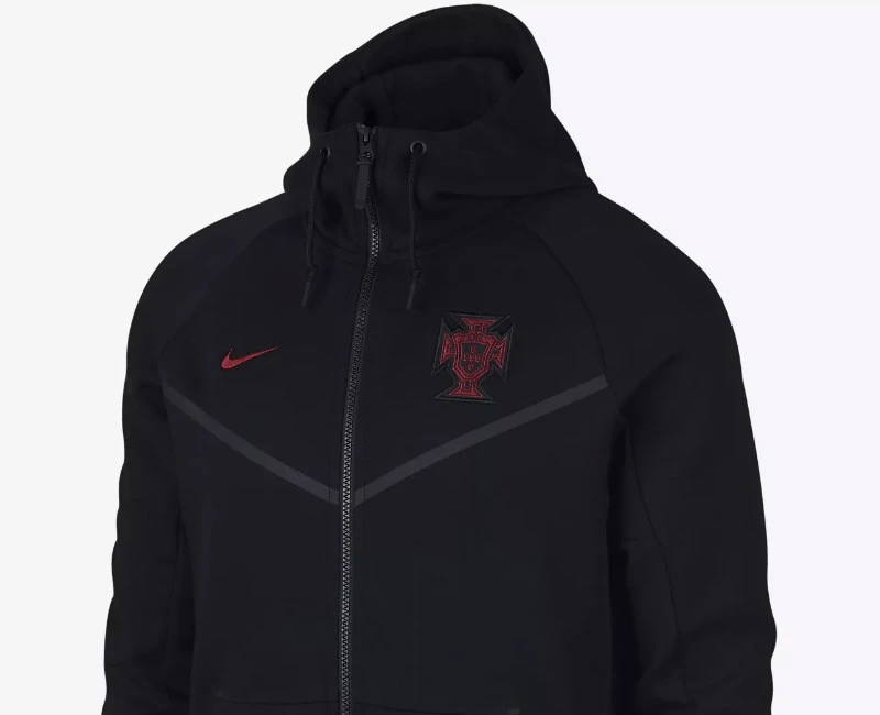 Nike Portugal Tech Fleece Windrunner Jacket - Black / Gym Red