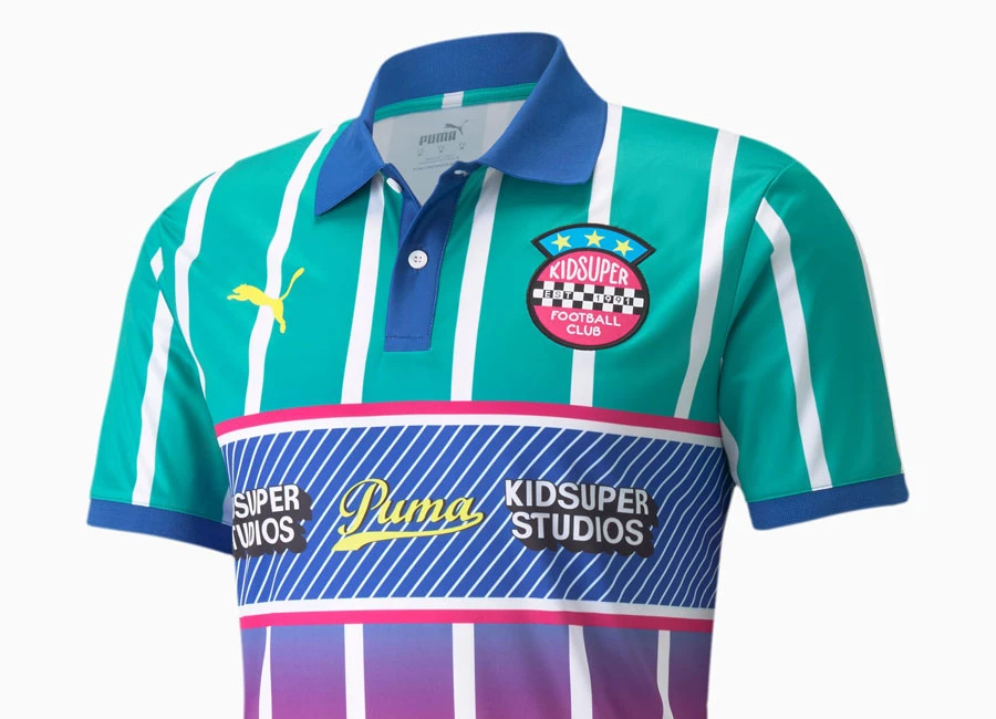 Puma x KidSuper Jersey - Spectra Green #pumafootball #KidSuper #footballfashion