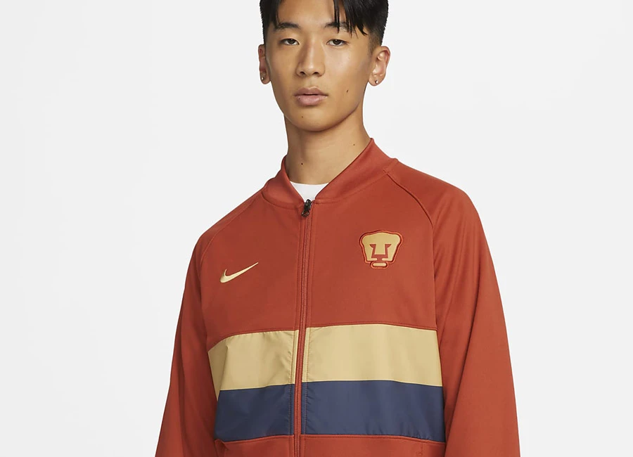 UNAM Pumas 2022 Third Full-Zip Football Jacket - Firewood Orange / Truly Gold