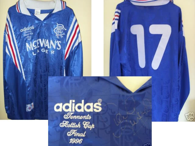 SIGNED WORN MCINNES RANGERS SCOTTISH CUP FINAL 1996